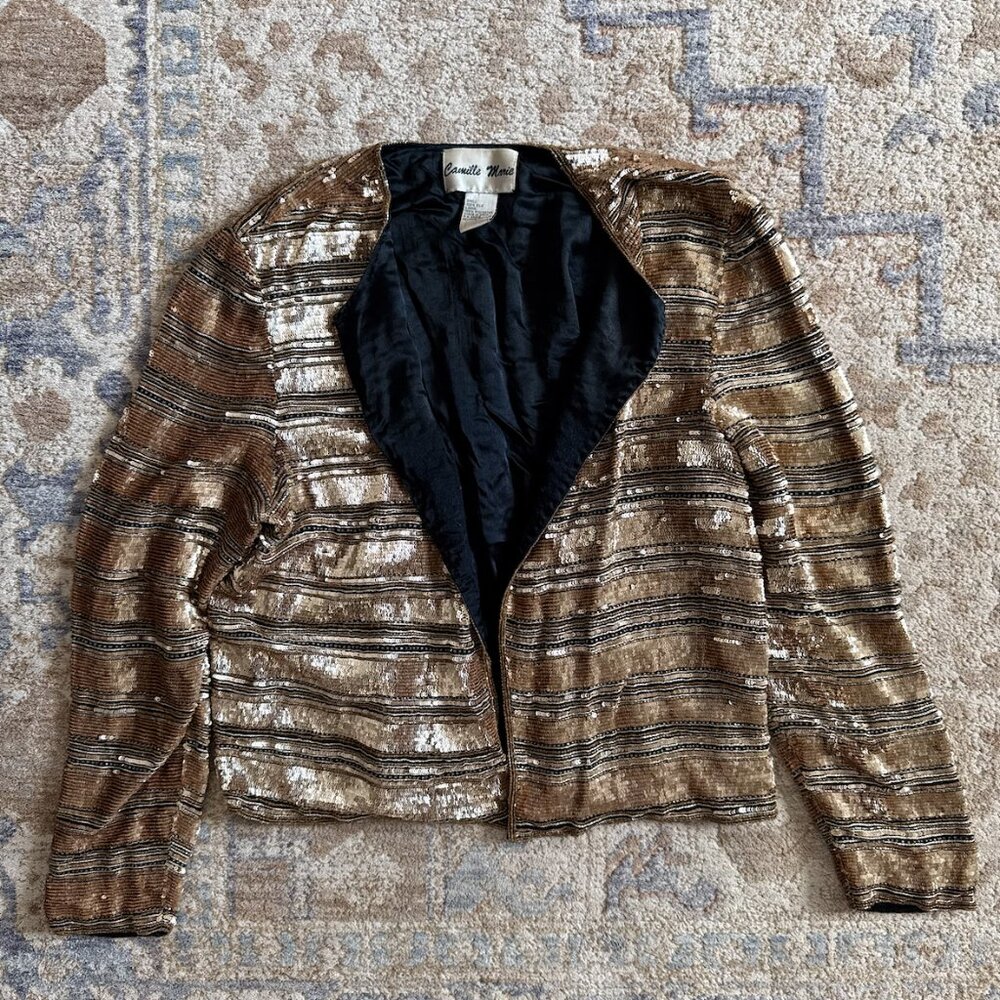 VINTAGE 80S GOLD SEQUIN JACKET